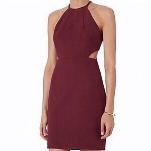 NWT INTERMIX ‘Kirby’ Fitted Cutout Shift Mini Dress in Burgundy Red Size Large